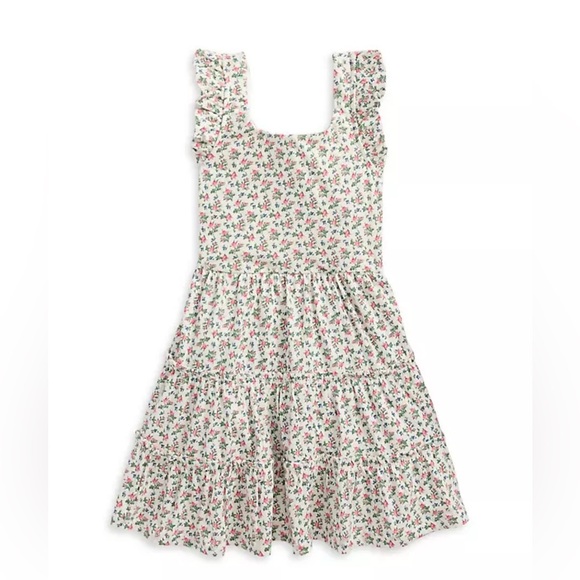 NWT POLO RALPH LAUREN Girls Floral Cotton Ruffle Dress sz 6X Cutout At The Back - Picture 1 of 11